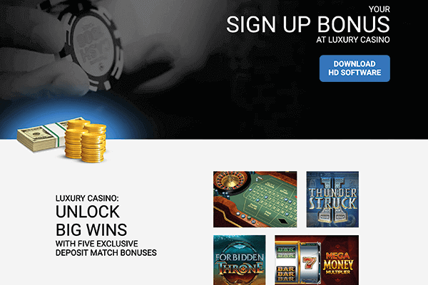 Luxury Casino Canada sign up bonus