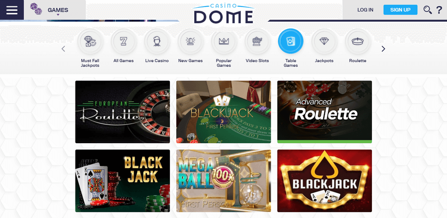 Casino Dome Table Games