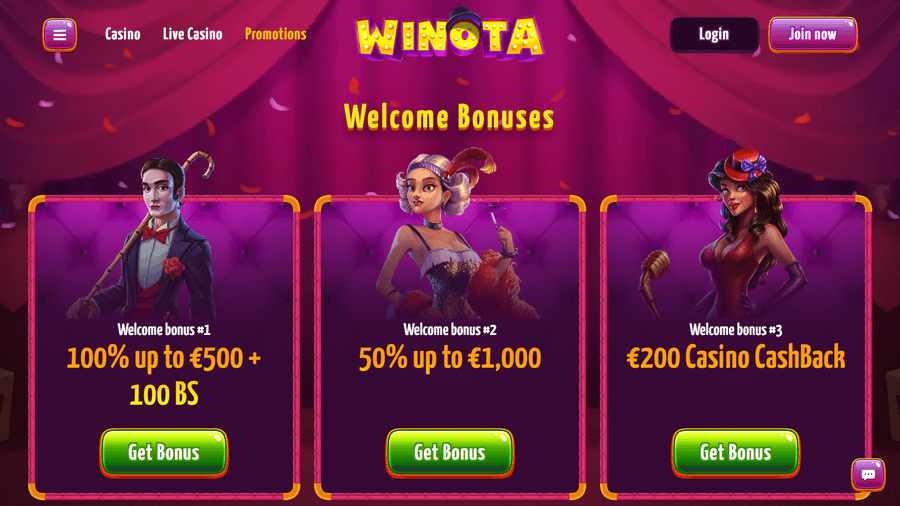 Winota Casino Welcome Bonus