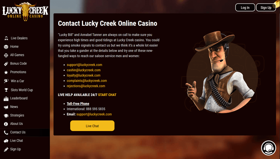 Lucky Creek Casino Customer Service