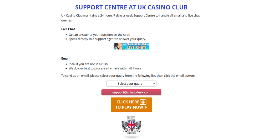 UK Casino Club Customer Service