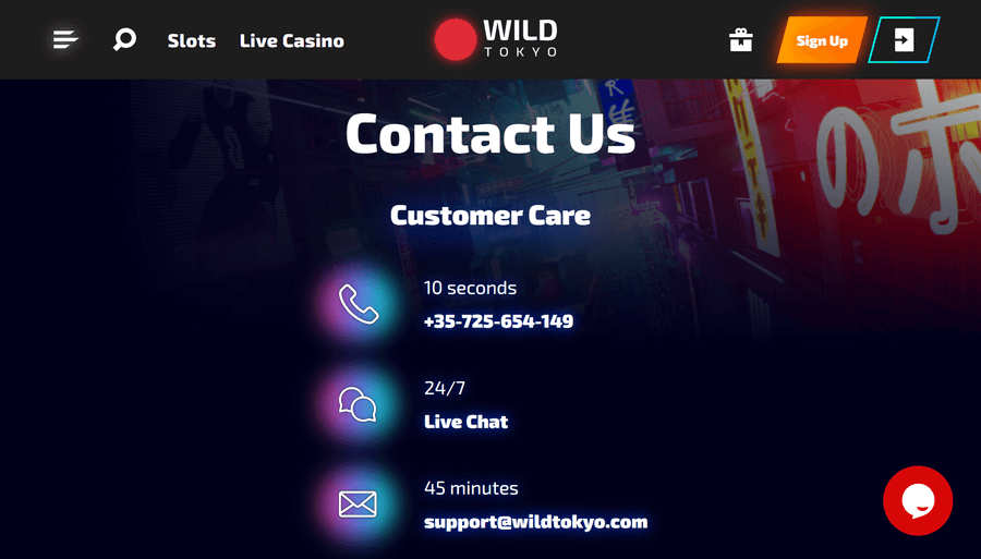 Wild Tokyo Casino Customer Service
