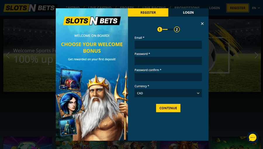 SlotsNBets Casino Registration