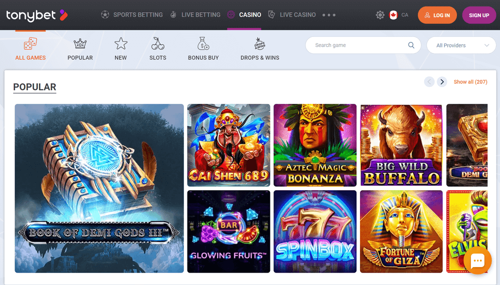 TonyBet Casino Games