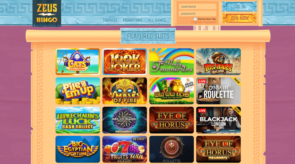 Zeus Bingo Casino Slots