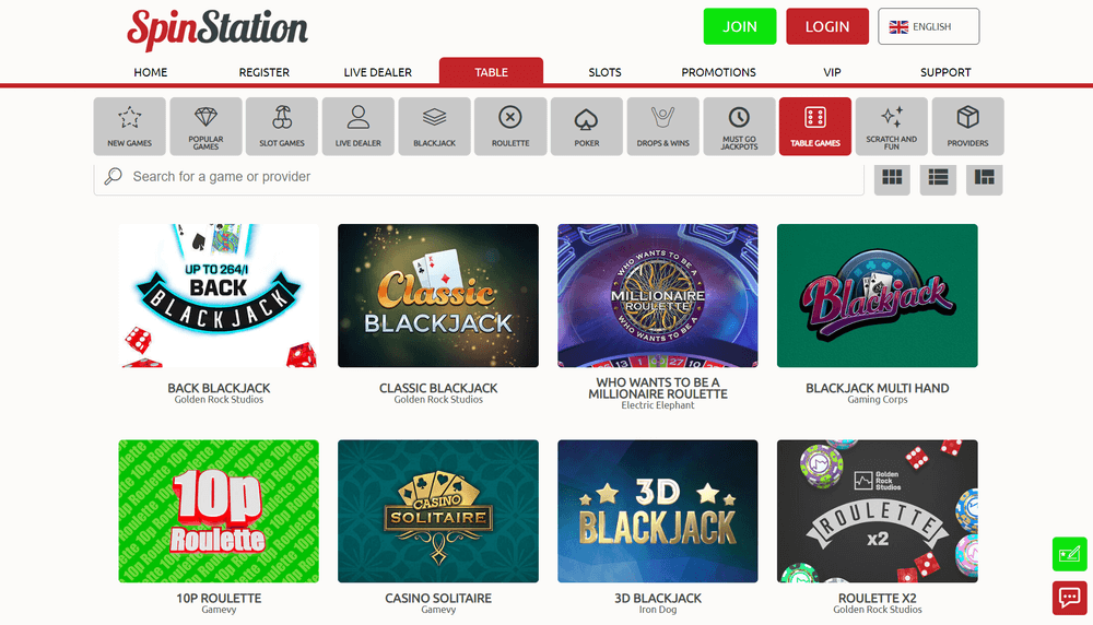 SpinStation Casino Table Games