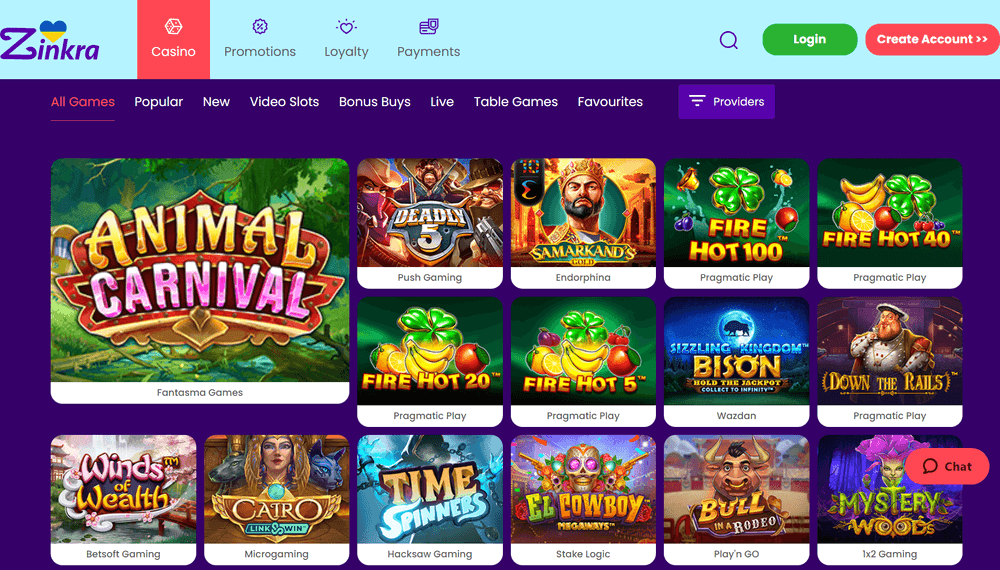 Zinkra Casino Games
