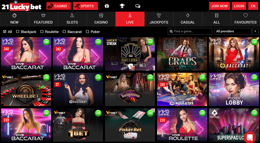 21 LuckyBet Live Casino