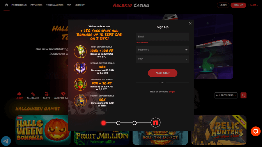 Arlekin Casino Registration