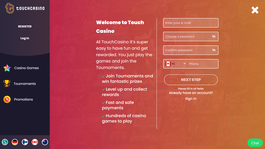 Touch Casino Registration