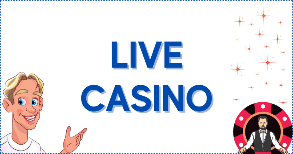Image for the section What is a Live Dealer Online Casino? It shows the Casinoclaw mascot and a live dealer.
