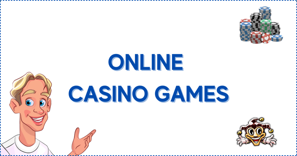 Image for the section Online Casino Games You Can Use Your Exclusive Bonuses On. It shows the Casinoclaw mascot, the Mega Joker logo, and a pile of casino chips, symbolizing games that support casino welcome bonus offers. 
