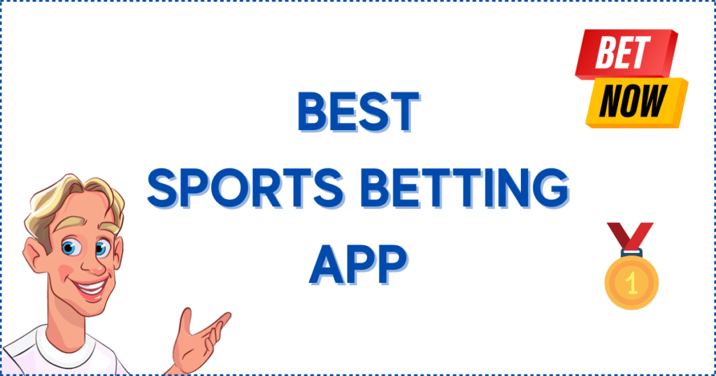 Image for the section Best Sports Betting App. It shows the Casinoclaw mascot, a 'bet now' banner, and a 1st-place gold medal.