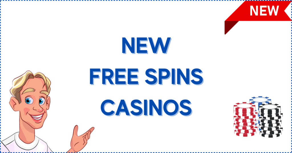 Image for the section New Casinos With Free Spins Perks. It shows the Casinoclaw mascot, a new banner, and casino chips.