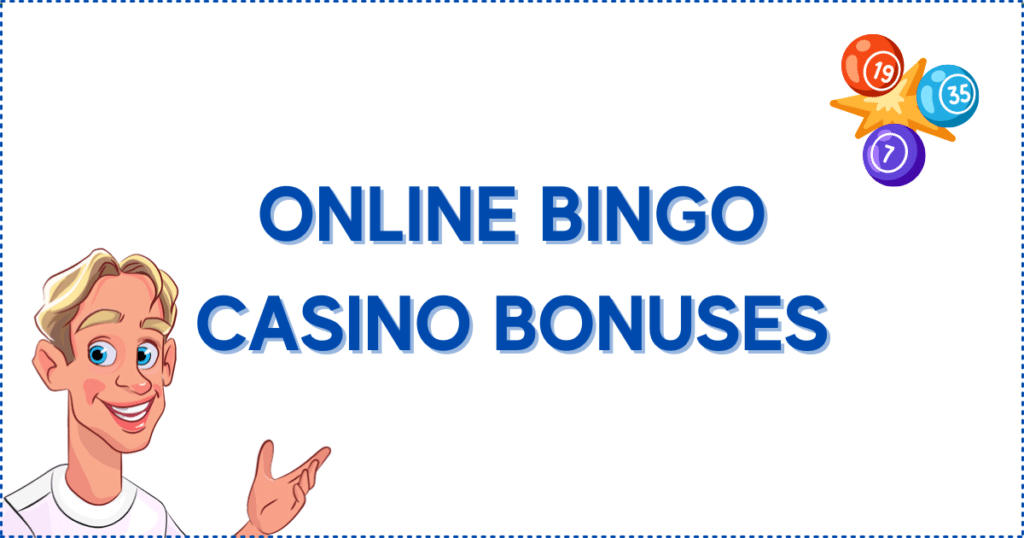 Image for the section Online Bingo Casino Bonuses. It shows the Casinoclaw mascot and a bingo banner.