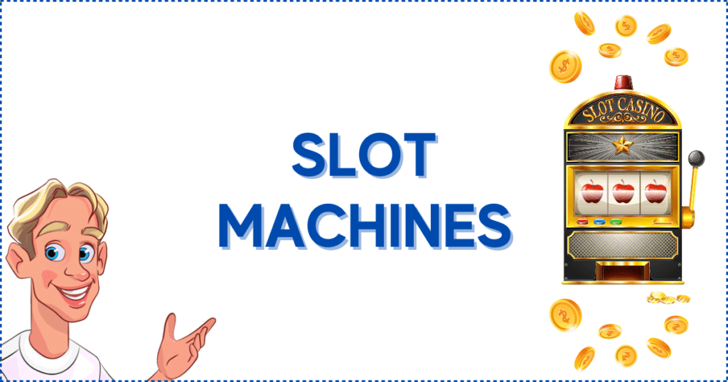 Image for the section Online Slot Machines: The Core of It. It shows the Casinoclaw mascot, a slot machine, and some coins.