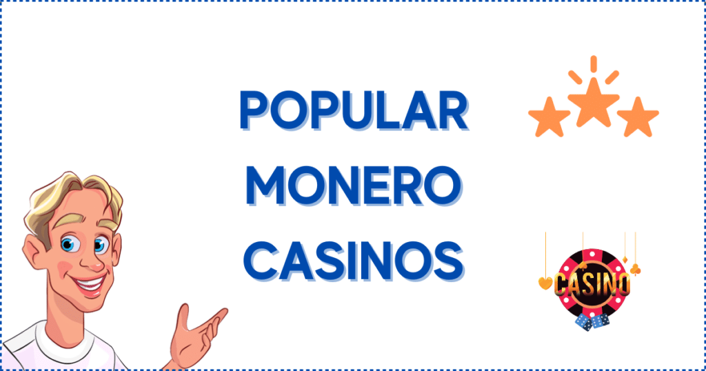 Image for the section Popular Monero Casinos. It shows the Casinoclaw mascot, a casino banner, and three gold stars.