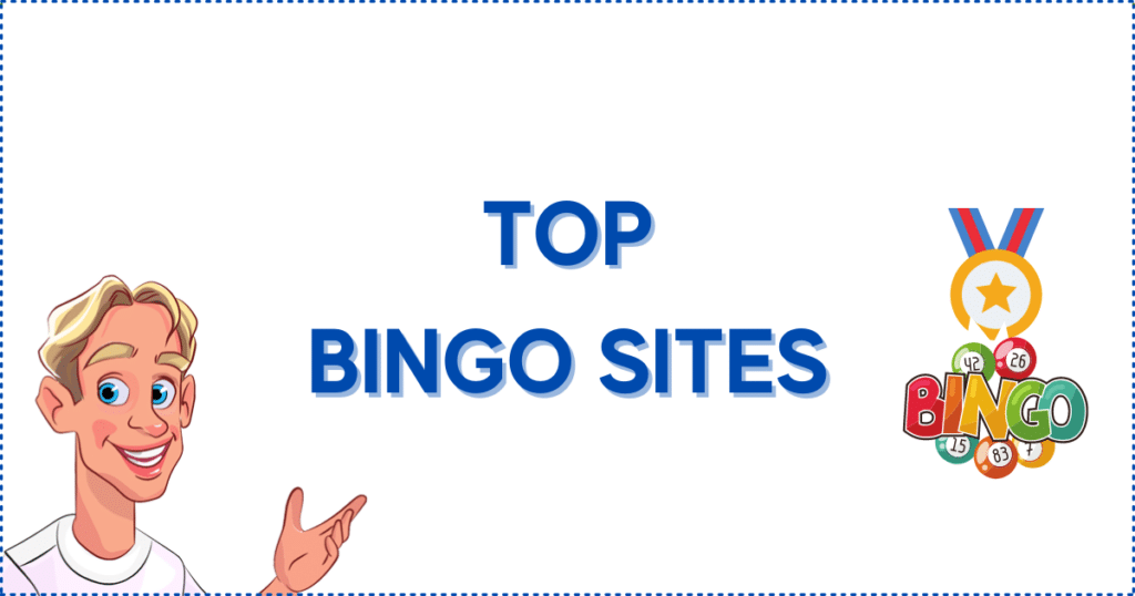 Image for the section Top Bingo Sites. It shows the Casinoclaw mascot and a bingo banner attached to a gold medal.