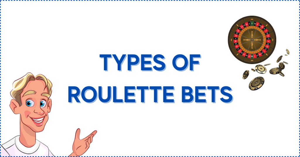 Image for the section Roulette Strategy to Help with the Types of Bets. It shows the Casinoclaw mascot, a roulette wheel, and casino chips.