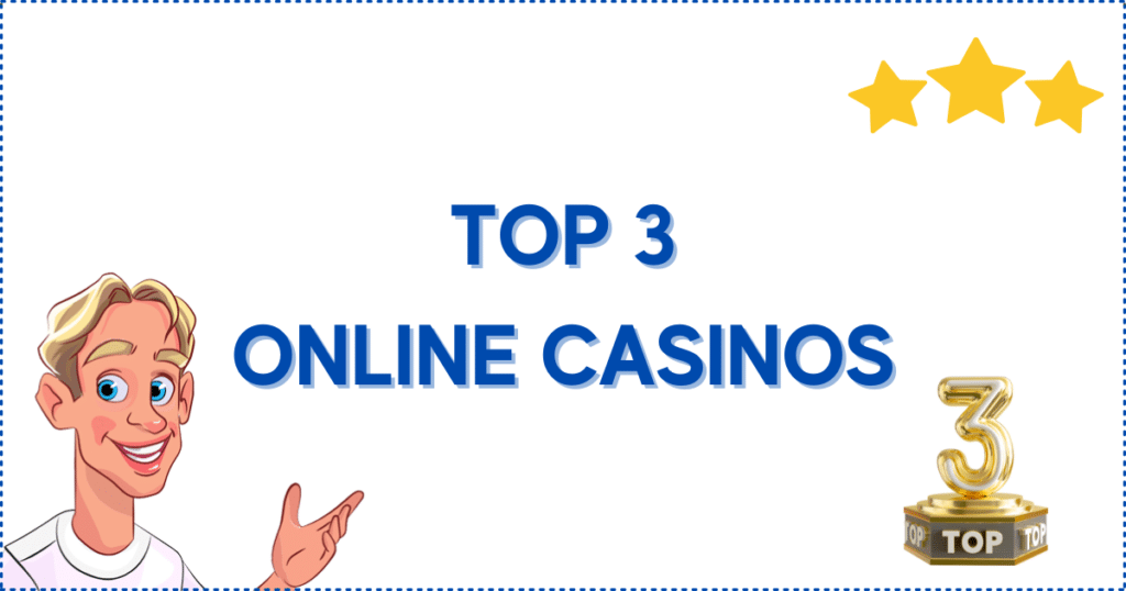 Image for the section Top Canadian Casinos for High Volatility Slots Online. It shows the Casinoclaw mascot, 3 gold stars, and a top 3 goblet.