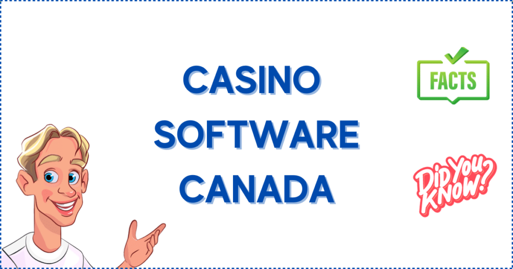 Image for the section Quick Info on Software for Online Casino Sites in Canada. It shows the Casinoclaw mascot, a 'facts', and a 'did you know' banner.