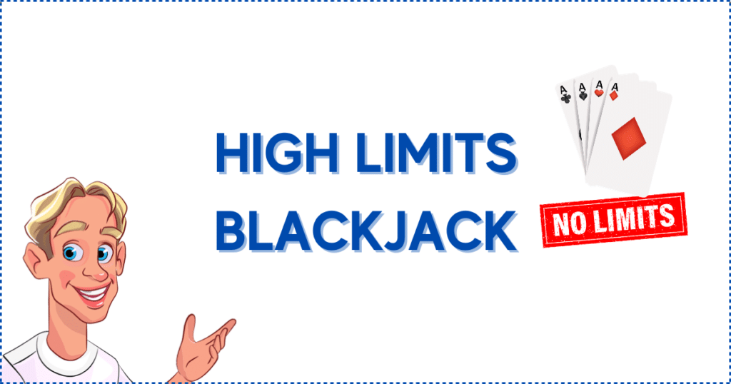 Image for the section High Limits: Evolution Gaming Diamond VIP Live Blackjack. It shows the Casinoclaw mascot, 4 cards, and a 'No Limits' banner.