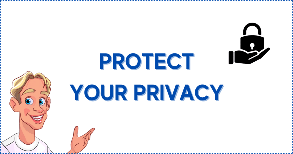 Image for the section Protect Your Privacy on Android Online Casinos. It shows the Casinoclaw mascot and a padlock on a hand.