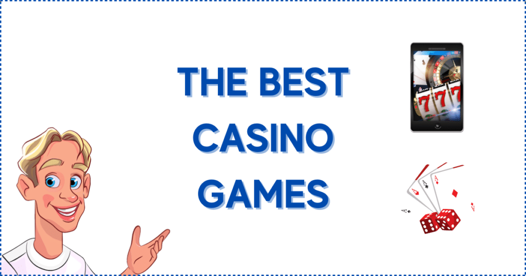 Image for the section The Best Games on QiWi Casinos Canada. It shows the Casinoclaw mascot, a phone displaying a slot reel and roulette wheel, and a pair of die and playing cards.