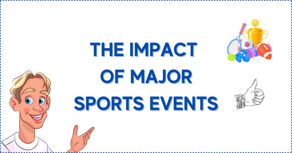 Image for the section How Major Sports Events Can Impact the Top Canadian Sports Betting Sites. It shows the Casinoclaw mascot, a sports balls and sports gear, and a thumbs up logo.